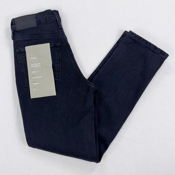 Everlane Women's The Original Cheeky Straight Leg Jean Size 23 Crop Washed Black - Picture 2 of 16